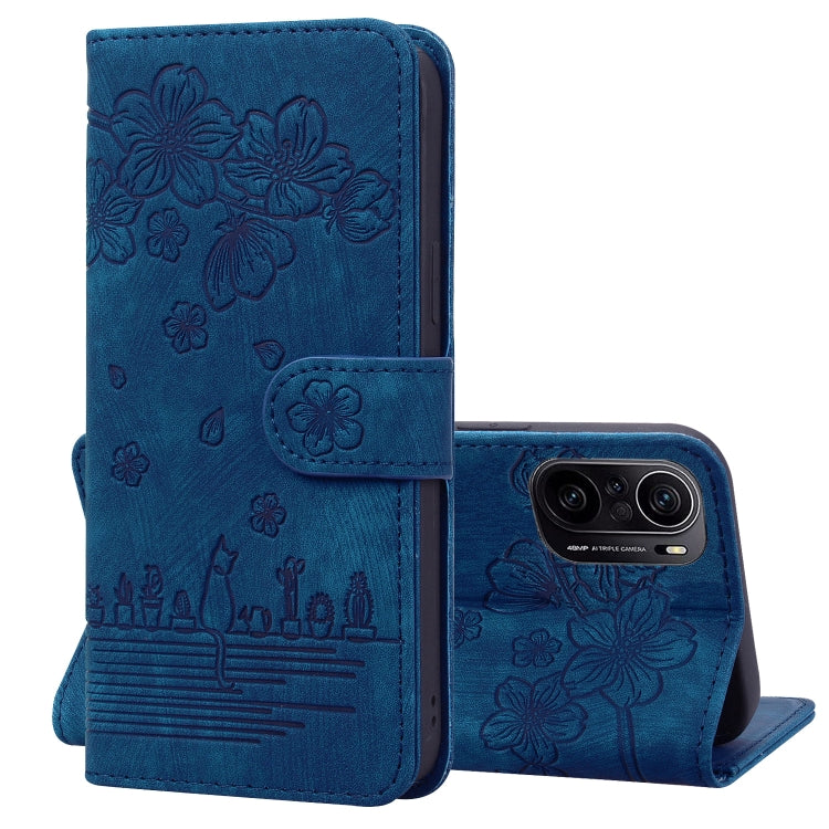 Cartoon Sakura Cat Embossed Leather Phone Case, For Xiaomi Poco F4 GT, For Xiaomi Poco M3 / Redmi 9T Global, For Xiaomi Poco X3 / X3 NFC, For Xiaomi Redmi K40 / K40 Pro, For Xiaomi Redmi Note 11 Pro 4G / 5G, For Xiaomi Poco M4 Pro 4G Global            ...