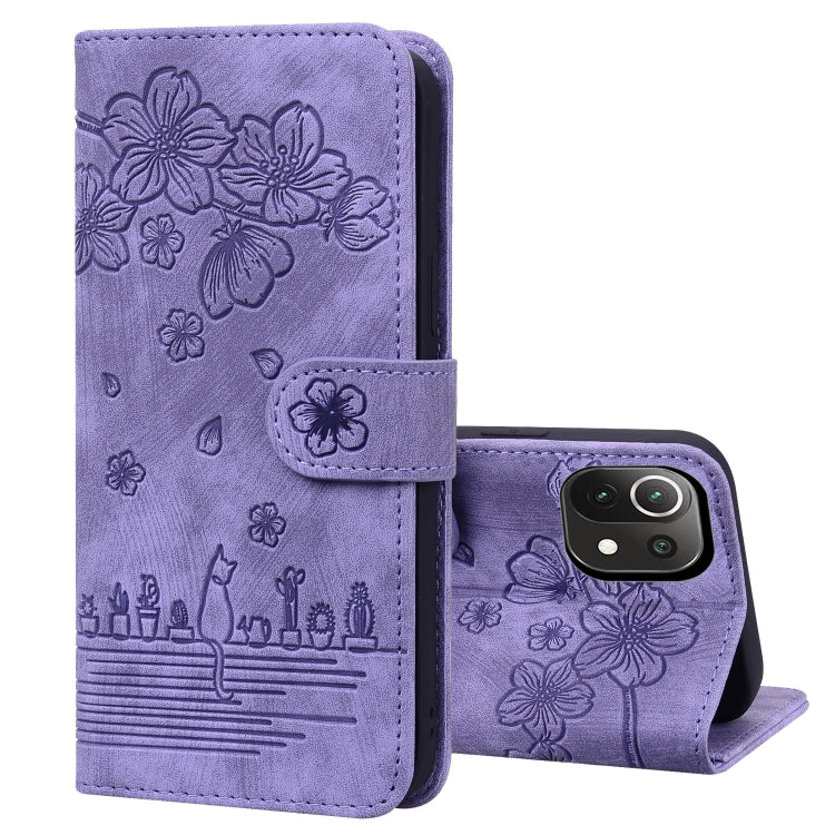 Cartoon Sakura Cat Embossed Leather Phone Case, For Xiaomi Poco F4 GT, For Xiaomi Poco M3 / Redmi 9T Global, For Xiaomi Poco X3 / X3 NFC, For Xiaomi Redmi K40 / K40 Pro, For Xiaomi Redmi Note 11 Pro 4G / 5G, For Xiaomi Poco M4 Pro 4G Global            ...