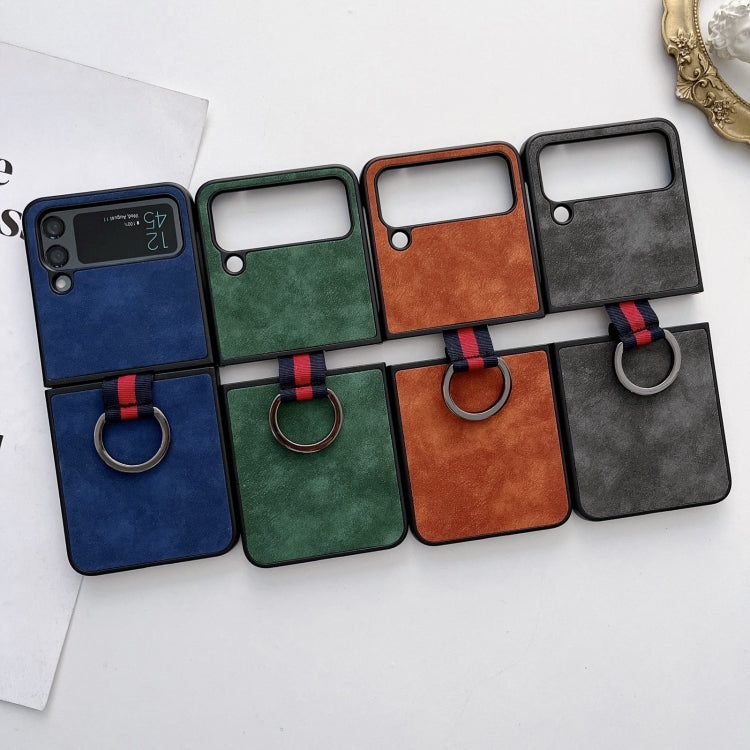 Morocco Texture PU+TPU+PC Shockproof Phone Case With Ring, For Samsung Galaxy Z Flip4