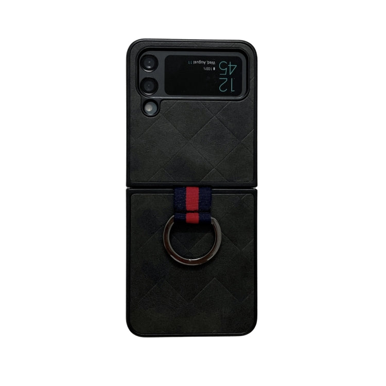 Weave Plaid PU Phone Case With Ring, For Samsung Galaxy Z Flip4