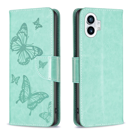 Two Butterflies Embossing Leather Phone Case, For Nothing Phone 1