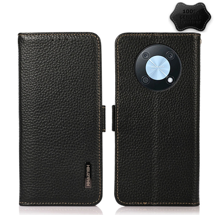 KHAZNEH Litchi Texture RFID Genuine Leather Phone Case, For Huawei nova Y90 / Enjoy 50 Pro