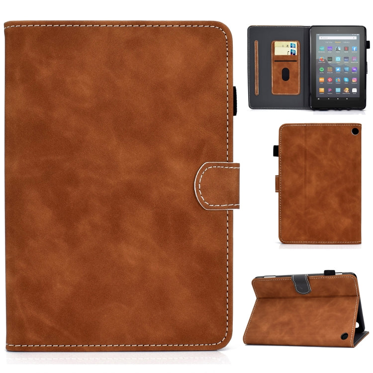 Cowhide Texture Smart Leather Tablet Case, For Amazon Kindle Fire 7 2022