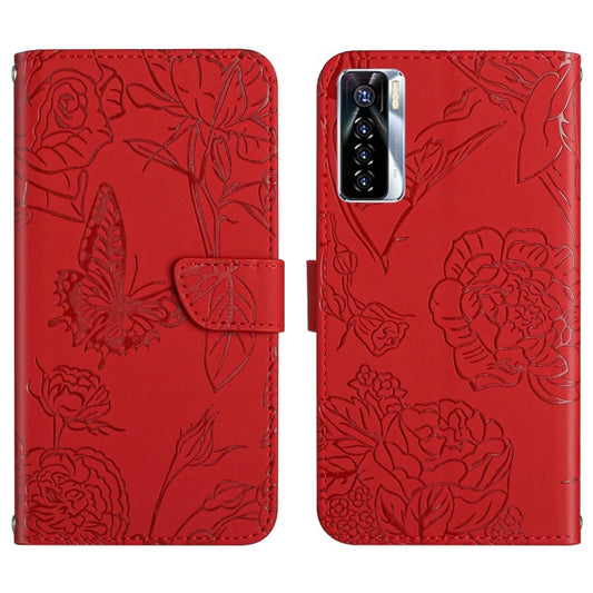 HT03 Skin Feel Butterfly Embossed Flip Leather Phone Case, For Tecno Camon 17 Pro, For Tecno Camon 17P, For Tecno Camon 18i, For Tecno Camon 18 P, For Tecno Camon 19 4G, For Tecno Camon 19 Pro 4G, For Tecno Pova 2, For Tecno Spark 8