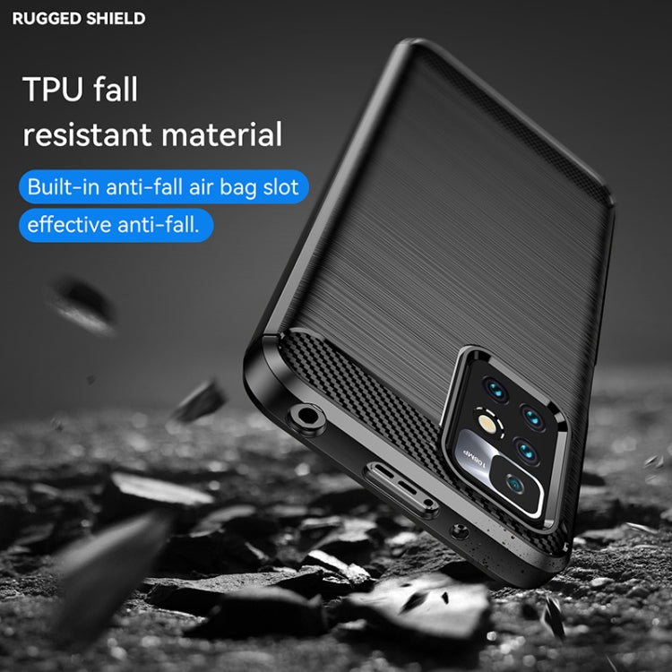 Brushed Texture Carbon Fiber TPU Case, For Xiaomi Redmi 10 Prime 2022