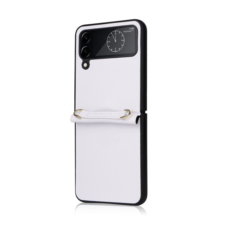 Twill Texture Leather Phone Case with Lanyard, For Samsung Galaxy Z Flip4