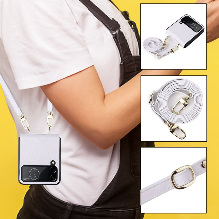Twill Texture Leather Phone Case with Lanyard, For Samsung Galaxy Z Flip4