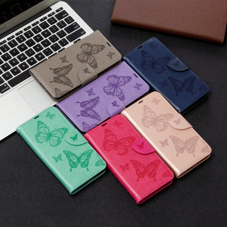 Two Butterflies Embossing Pattern Horizontal Flip Leather Case with Holder & Card Slot & Wallet & Lanyard, For Galaxy A41, For Galaxy A70e
