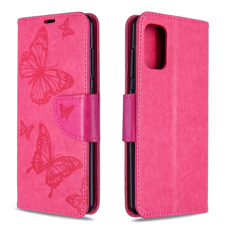 Two Butterflies Embossing Pattern Horizontal Flip Leather Case with Holder & Card Slot & Wallet & Lanyard, For Galaxy A41, For Galaxy A70e