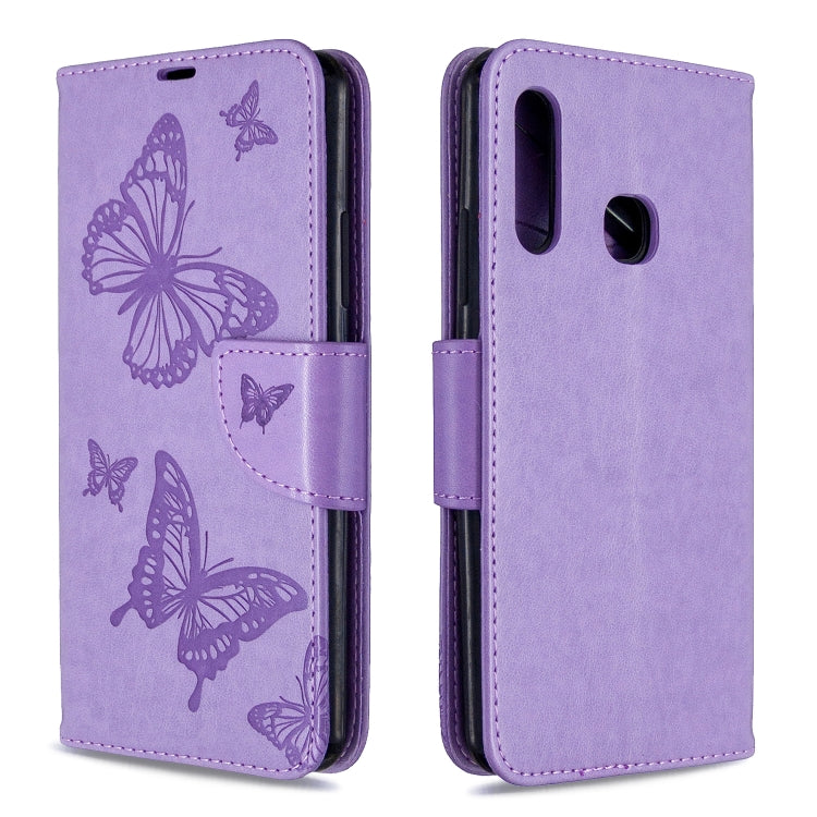 Two Butterflies Embossing Pattern Horizontal Flip Leather Case with Holder & Card Slot & Wallet & Lanyard, For Galaxy A41, For Galaxy A70e