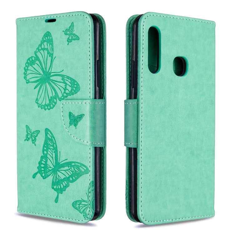 Two Butterflies Embossing Pattern Horizontal Flip Leather Case with Holder & Card Slot & Wallet & Lanyard, For Galaxy A41, For Galaxy A70e