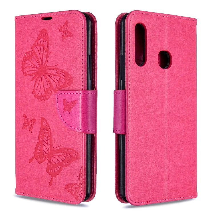 Two Butterflies Embossing Pattern Horizontal Flip Leather Case with Holder & Card Slot & Wallet & Lanyard, For Galaxy A41, For Galaxy A70e