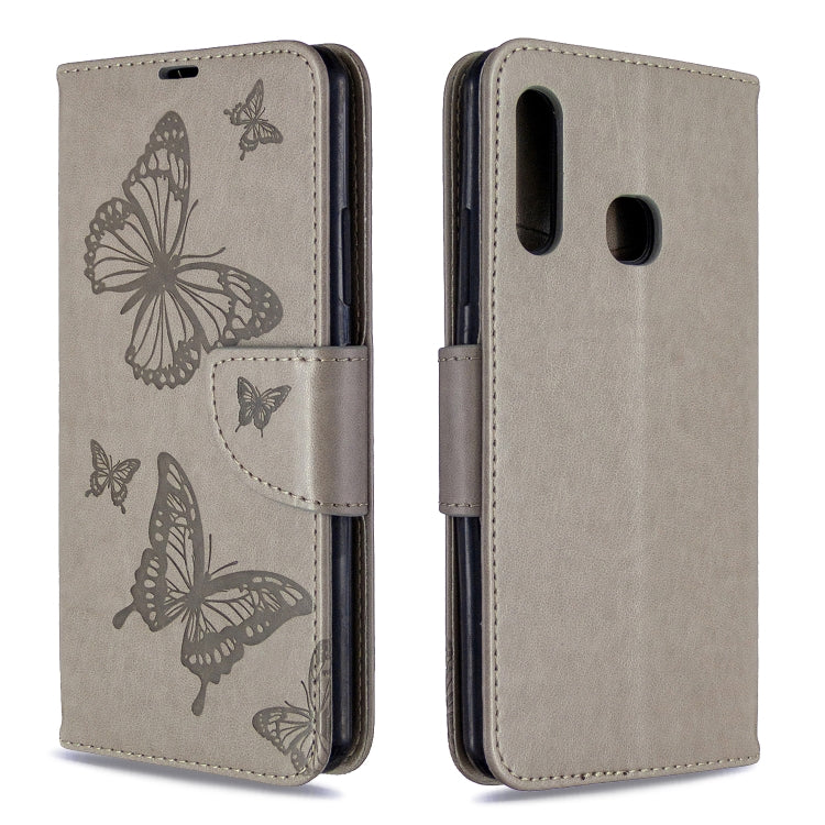 Two Butterflies Embossing Pattern Horizontal Flip Leather Case with Holder & Card Slot & Wallet & Lanyard, For Galaxy A41, For Galaxy A70e