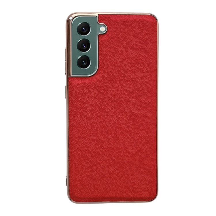 Genuine Leather Luolai Series Nano Electroplating Phone Case, For Samsung Galaxy S21 5G, For Samsung Galaxy S21 FE 5G, For Samsung Galaxy S21+ 5G, For Samsung Galaxy S22 5G, For Samsung Galaxy S22+ 5G