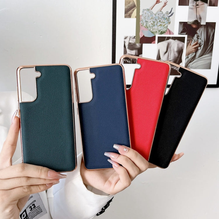 Genuine Leather Luolai Series Nano Electroplating Phone Case, For Samsung Galaxy S21 5G, For Samsung Galaxy S21 FE 5G, For Samsung Galaxy S21+ 5G, For Samsung Galaxy S22 5G, For Samsung Galaxy S22+ 5G
