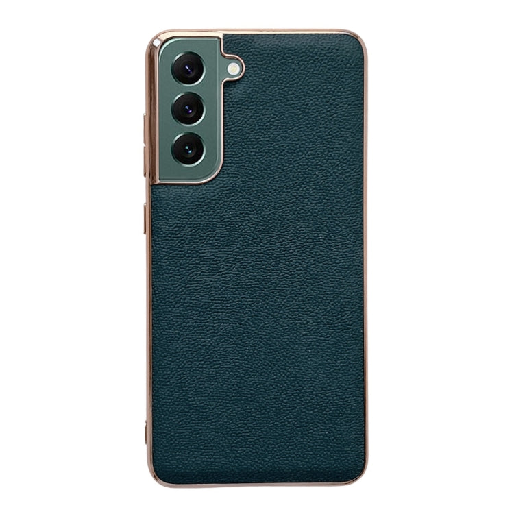 Genuine Leather Luolai Series Nano Electroplating Phone Case, For Samsung Galaxy S21 5G, For Samsung Galaxy S21 FE 5G, For Samsung Galaxy S21+ 5G, For Samsung Galaxy S22 5G, For Samsung Galaxy S22+ 5G