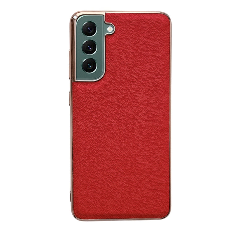 Genuine Leather Luolai Series Nano Electroplating Phone Case, For Samsung Galaxy S21 5G, For Samsung Galaxy S21 FE 5G, For Samsung Galaxy S21+ 5G, For Samsung Galaxy S22 5G, For Samsung Galaxy S22+ 5G