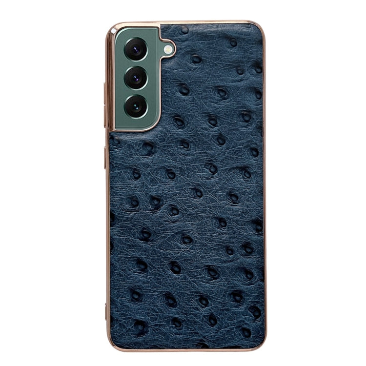 Genuine Leather Ostrich Texture Series Nano Electroplating Phone Case, For Samsung Galaxy S21 5G, For Samsung Galaxy S21 FE 5G, For Samsung Galaxy S21+ 5G, For Samsung Galaxy S22 5G, For Samsung Galaxy S22+ 5G