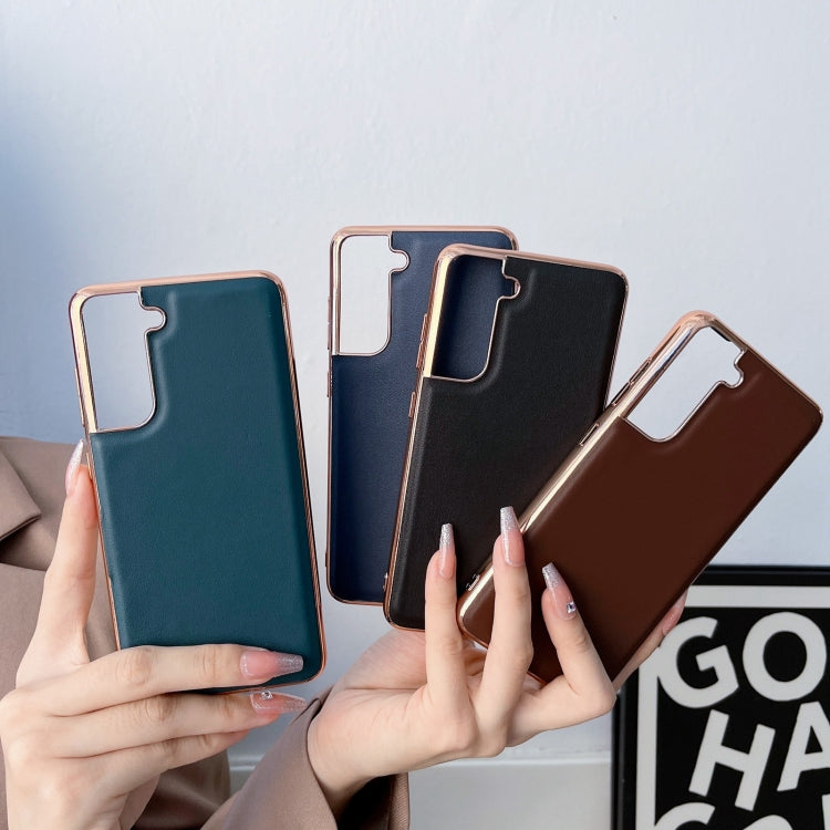 Genuine Leather Xiaoya Series Nano Electroplating Phone Case, For Samsung Galaxy S21 5G, For Samsung Galaxy S21 FE 5G, For Samsung Galaxy S21+ 5G, For Samsung Galaxy S22 5G, For Samsung Galaxy S22+ 5G