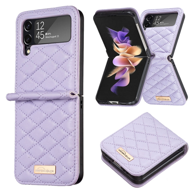 Elegant Rhombic Texture Leather Phone Case, For Samsung Galaxy Z Flip5, For Samsung Galaxy Z Flip4