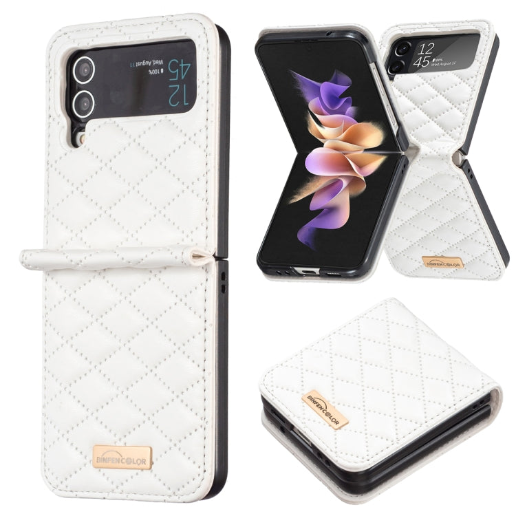 Elegant Rhombic Texture Leather Phone Case, For Samsung Galaxy Z Flip5, For Samsung Galaxy Z Flip4