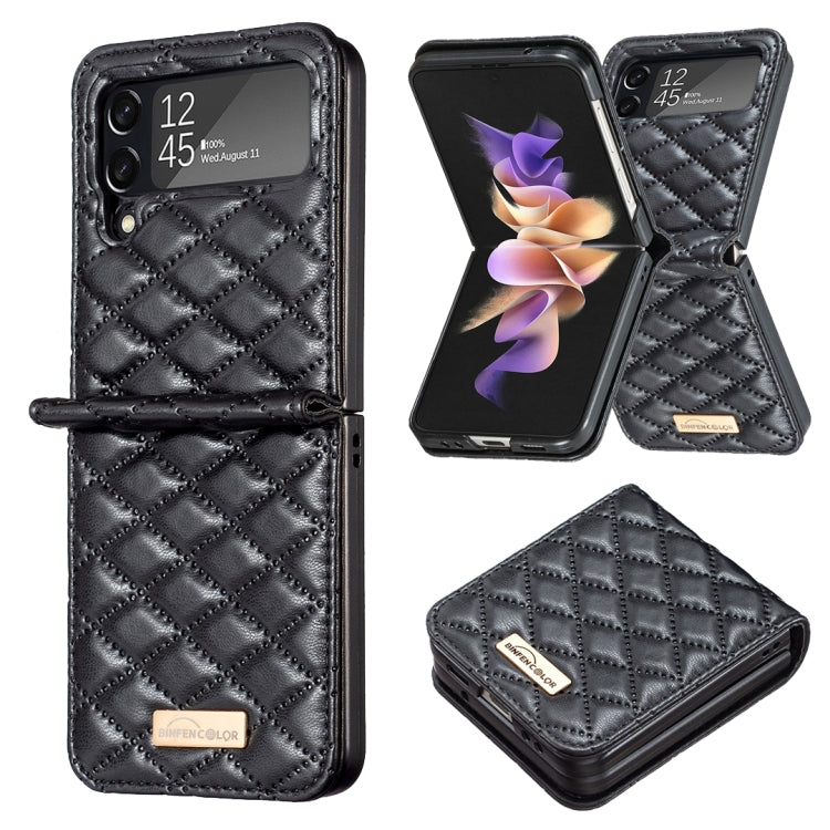 Elegant Rhombic Texture Leather Phone Case, For Samsung Galaxy Z Flip5, For Samsung Galaxy Z Flip4
