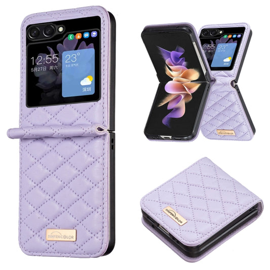 Elegant Rhombic Texture Leather Phone Case, For Samsung Galaxy Z Flip5, For Samsung Galaxy Z Flip4