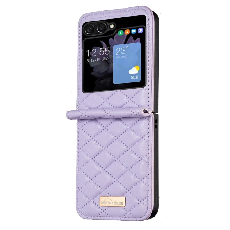 Elegant Rhombic Texture Leather Phone Case, For Samsung Galaxy Z Flip5, For Samsung Galaxy Z Flip4