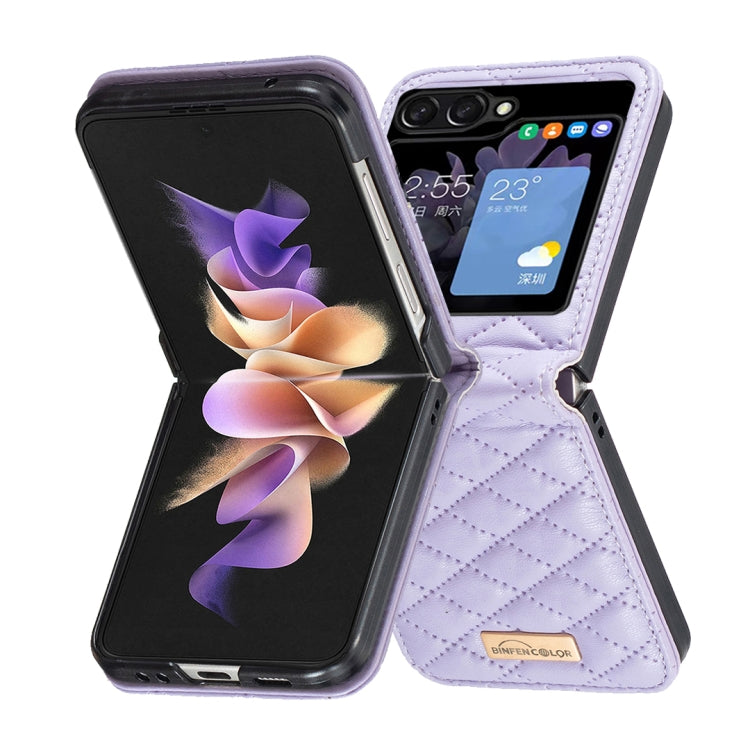 Elegant Rhombic Texture Leather Phone Case, For Samsung Galaxy Z Flip5, For Samsung Galaxy Z Flip4