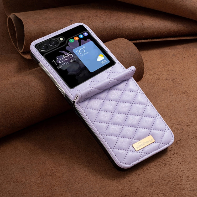 Elegant Rhombic Texture Leather Phone Case, For Samsung Galaxy Z Flip5, For Samsung Galaxy Z Flip4