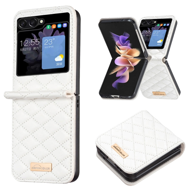 Elegant Rhombic Texture Leather Phone Case, For Samsung Galaxy Z Flip5, For Samsung Galaxy Z Flip4