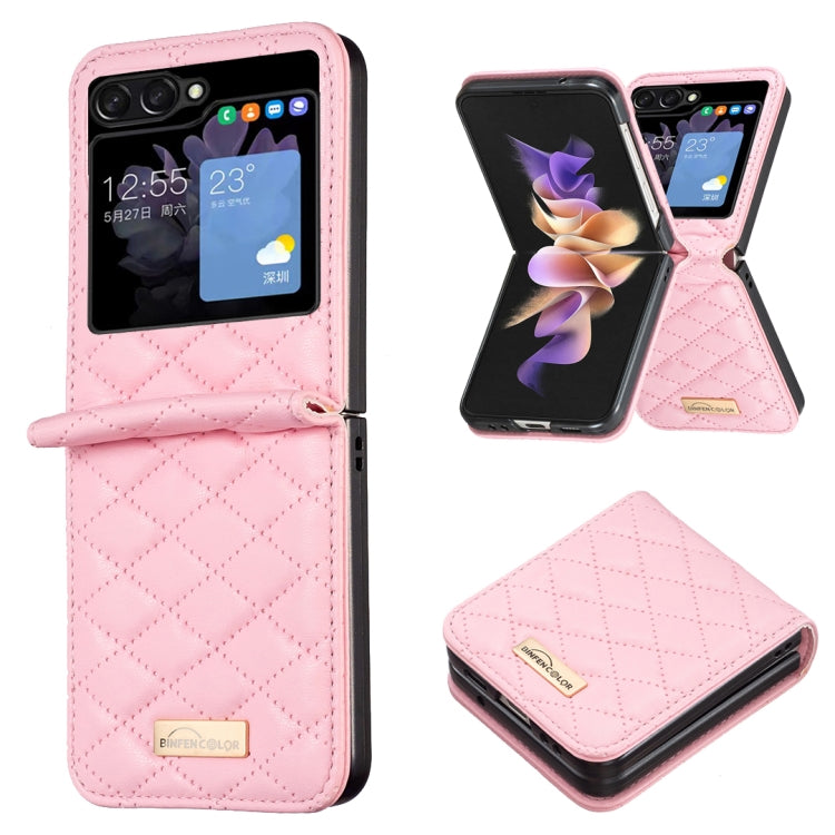 Elegant Rhombic Texture Leather Phone Case, For Samsung Galaxy Z Flip5, For Samsung Galaxy Z Flip4