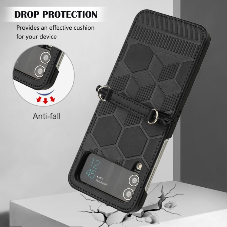 Football Texture Leather Phone Case, For Samsung Galaxy Z Flip3 5G, For Samsung Galaxy Z Flip4