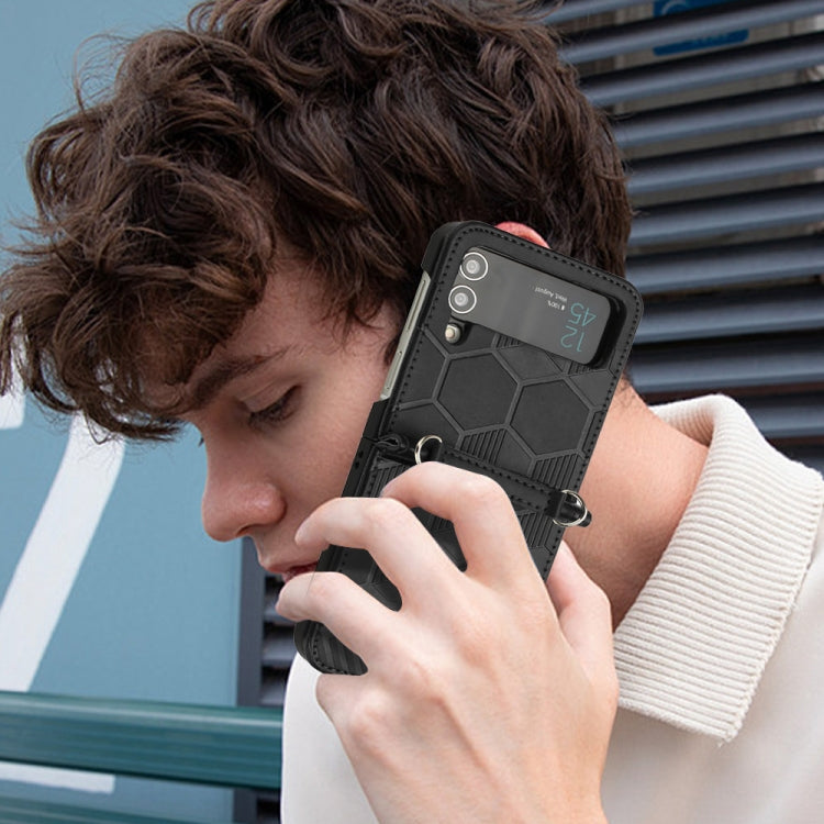 Football Texture Leather Phone Case, For Samsung Galaxy Z Flip3 5G, For Samsung Galaxy Z Flip4