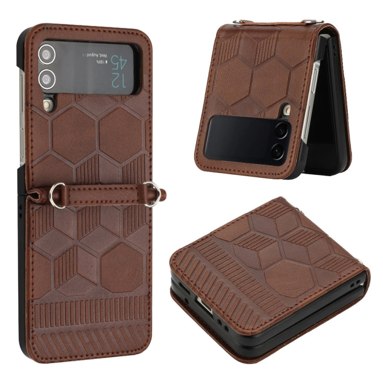 Football Texture Leather Phone Case, For Samsung Galaxy Z Flip3 5G, For Samsung Galaxy Z Flip4