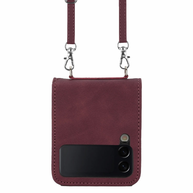 Crossbody 3D Embossed Leather Phone Case, For Samsung Galaxy Z Flip3 5G, For Samsung Galaxy Z Flip4