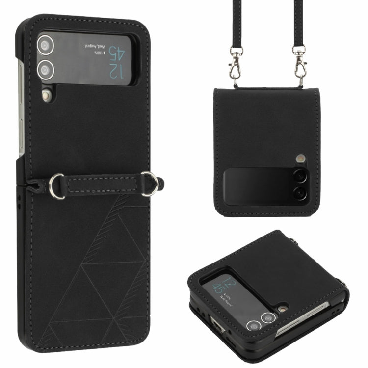 Crossbody 3D Embossed Leather Phone Case, For Samsung Galaxy Z Flip3 5G, For Samsung Galaxy Z Flip4