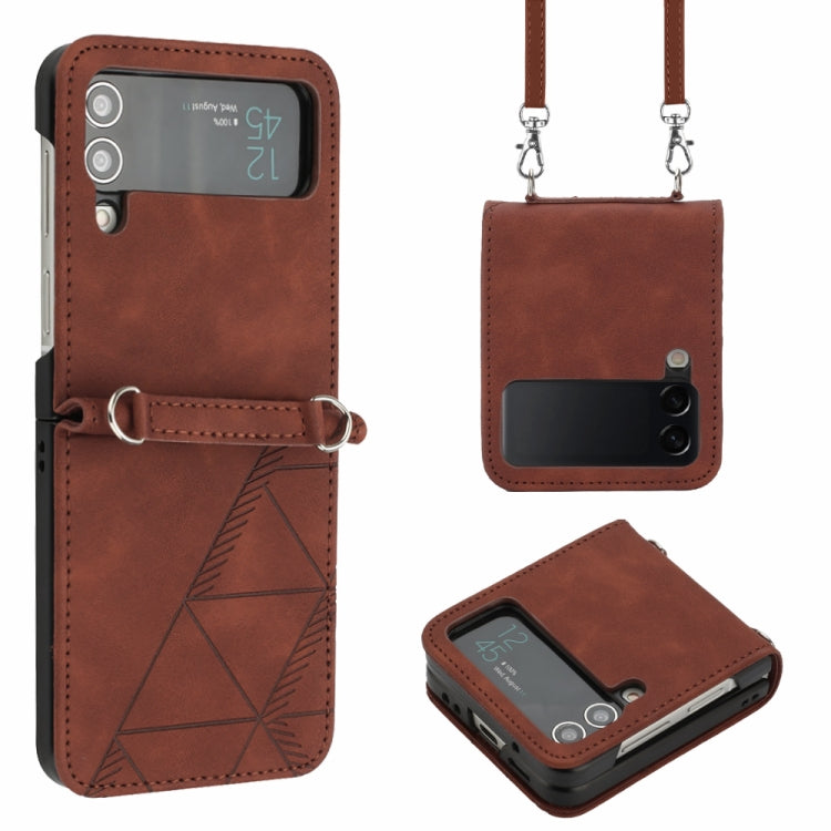 Crossbody 3D Embossed Leather Phone Case, For Samsung Galaxy Z Flip3 5G, For Samsung Galaxy Z Flip4