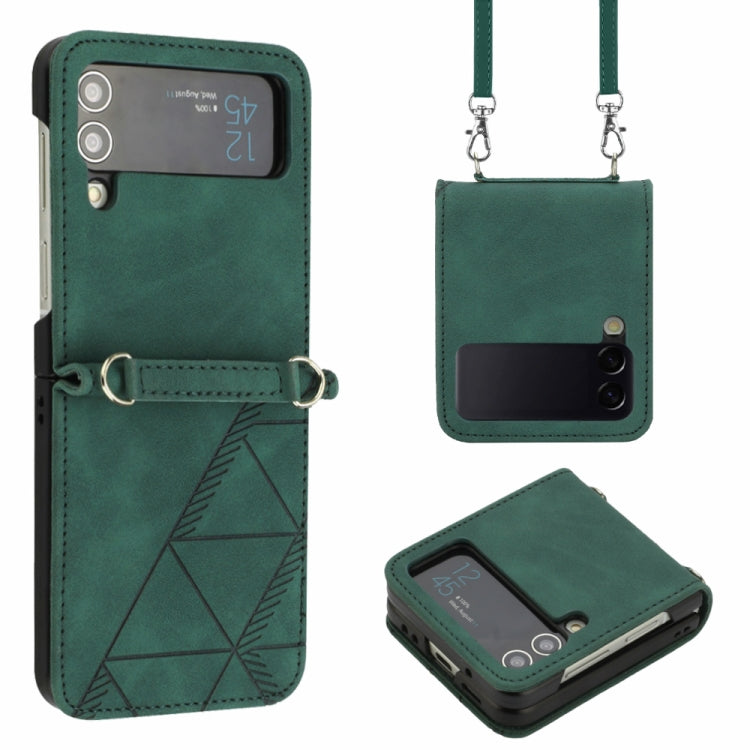 Crossbody 3D Embossed Leather Phone Case, For Samsung Galaxy Z Flip3 5G, For Samsung Galaxy Z Flip4