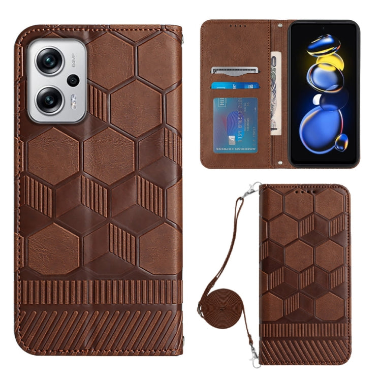 Crossbody Football Texture Magnetic PU Phone Case, For Xiaomi Redmi Note 11T Pro