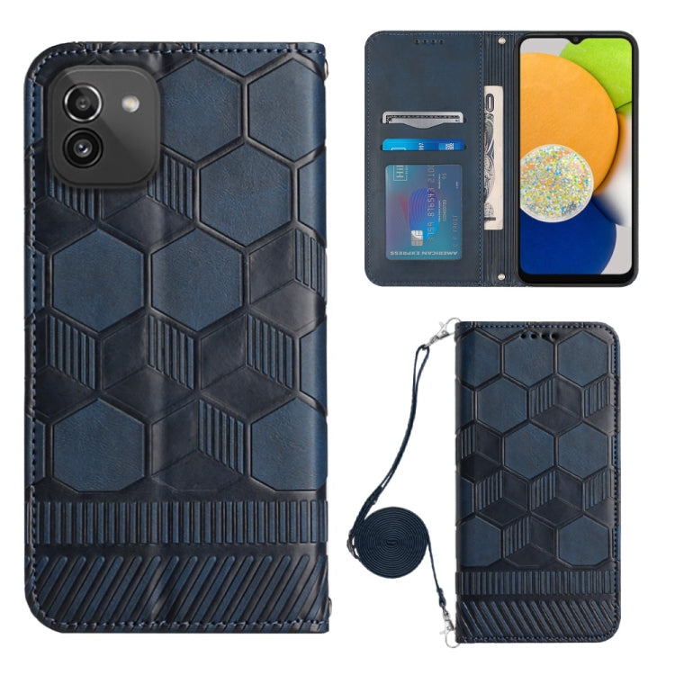 Crossbody Football Texture Magnetic PU Phone Case, For Samsung Galaxy A03 164mm, For Samsung Galaxy A03 166mm, For Samsung Galaxy A03S 164mm India, For Samsung Galaxy A03S 165.8mm US, For Samsung Galaxy A03S 166.5mm EU, For Samsung Galaxy A12 5G/M12/F1...