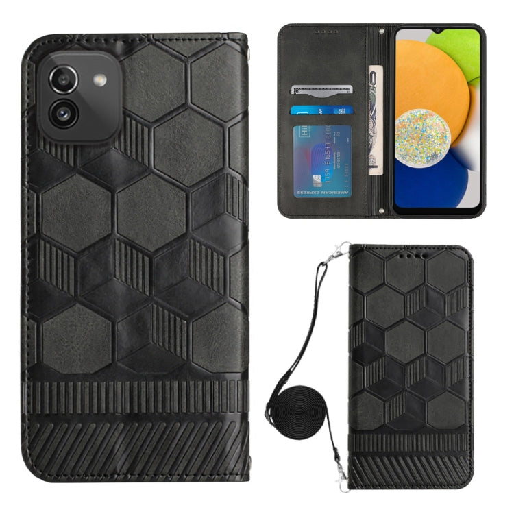 Crossbody Football Texture Magnetic PU Phone Case, For Samsung Galaxy A03 164mm, For Samsung Galaxy A03 166mm, For Samsung Galaxy A03S 164mm India, For Samsung Galaxy A03S 165.8mm US, For Samsung Galaxy A03S 166.5mm EU, For Samsung Galaxy A12 5G/M12/F1...