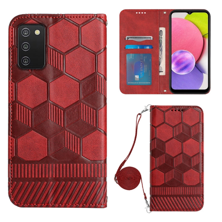 Crossbody Football Texture Magnetic PU Phone Case, For Samsung Galaxy A03 164mm, For Samsung Galaxy A03 166mm, For Samsung Galaxy A03S 164mm India, For Samsung Galaxy A03S 165.8mm US, For Samsung Galaxy A03S 166.5mm EU, For Samsung Galaxy A12 5G/M12/F1...