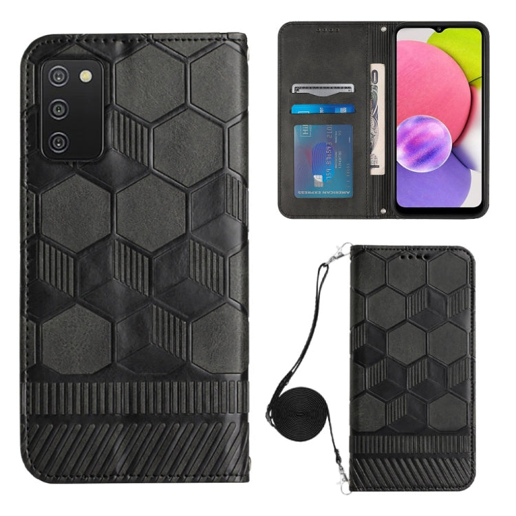 Crossbody Football Texture Magnetic PU Phone Case, For Samsung Galaxy A03 164mm, For Samsung Galaxy A03 166mm, For Samsung Galaxy A03S 164mm India, For Samsung Galaxy A03S 165.8mm US, For Samsung Galaxy A03S 166.5mm EU, For Samsung Galaxy A12 5G/M12/F1...
