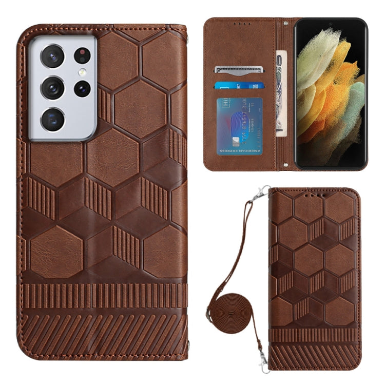 Crossbody Football Texture Magnetic PU Phone Case, For Samsung Galaxy S21 Ultra 5G, For Samsung Galaxy S22 5G, For Samsung Galaxy S22+ 5G, For Samsung Galaxy S22 Ultra 5G