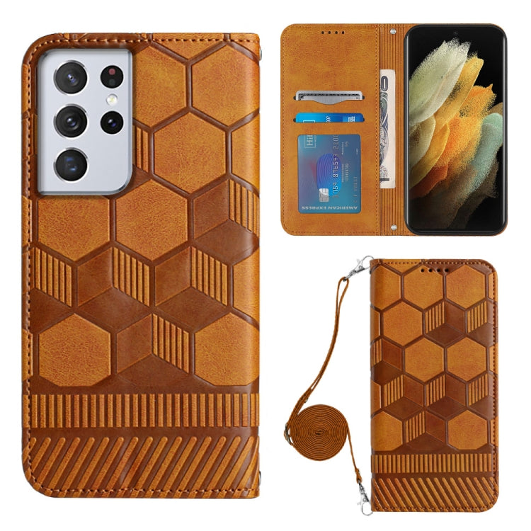 Crossbody Football Texture Magnetic PU Phone Case, For Samsung Galaxy S21 Ultra 5G, For Samsung Galaxy S22 5G, For Samsung Galaxy S22+ 5G, For Samsung Galaxy S22 Ultra 5G