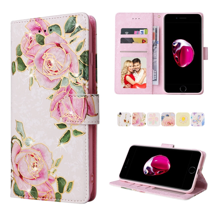 Bronzing Painting RFID Leather Case, For iPhone X / XS, For iPhone 7 Plus / 8 Plus, For iPhone SE 2022 / SE 2020 / 7 / 8