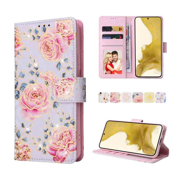 Bronzing Painting RFID Leather Case, For Samsung Galaxy S22 Ultra, For Samsung Galaxy S22 Plus, For Samsung Galaxy S22, For Samsung Galaxy S21 Ultra, For Samsung Galaxy S21 Plus, For Samsung Galaxy S21 FE 5G, For Samsung Galaxy S21 5G                  ...
