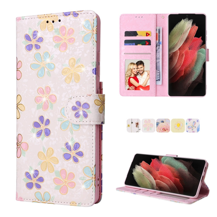 Bronzing Painting RFID Leather Case, For Samsung Galaxy S22 Ultra, For Samsung Galaxy S22 Plus, For Samsung Galaxy S22, For Samsung Galaxy S21 Ultra, For Samsung Galaxy S21 Plus, For Samsung Galaxy S21 FE 5G, For Samsung Galaxy S21 5G                  ...
