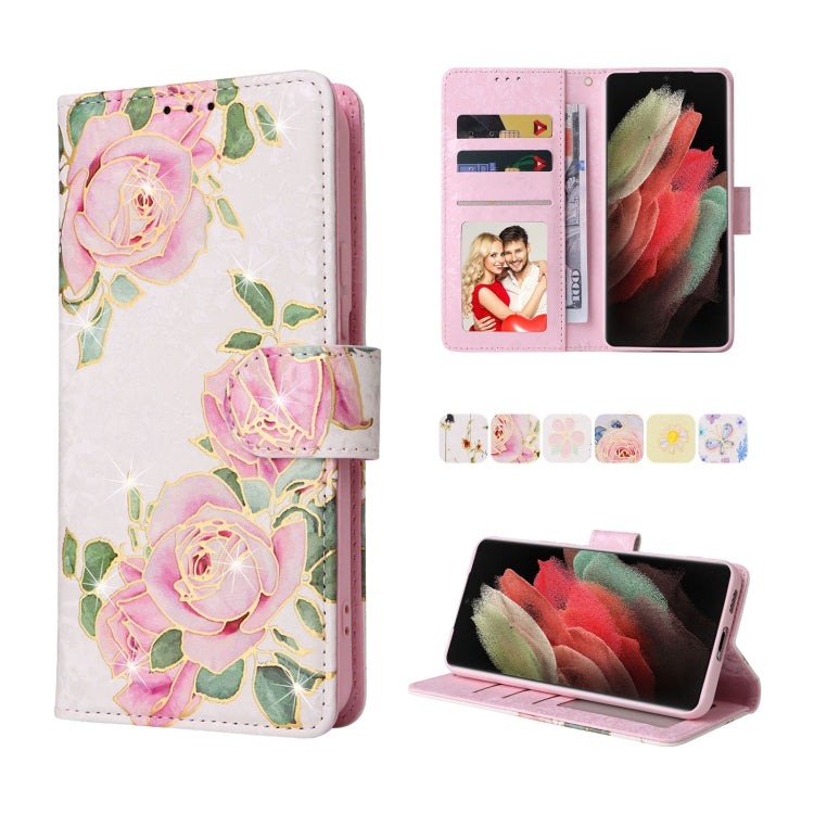 Bronzing Painting RFID Leather Case, For Samsung Galaxy S22 Ultra, For Samsung Galaxy S22 Plus, For Samsung Galaxy S22, For Samsung Galaxy S21 Ultra, For Samsung Galaxy S21 Plus, For Samsung Galaxy S21 FE 5G, For Samsung Galaxy S21 5G                  ...
